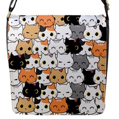 Cute Cat Kitten Cartoon Doodle Seamless Pattern Flap Closure Messenger Bag (s) by Vaneshart