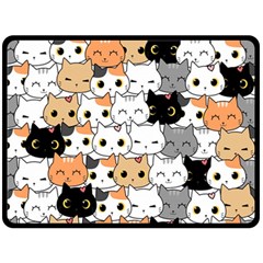 Cute Cat Kitten Cartoon Doodle Seamless Pattern Double Sided Fleece Blanket (large)  by Vaneshart