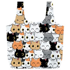 Cute Cat Kitten Cartoon Doodle Seamless Pattern Full Print Recycle Bag (xl) by Vaneshart