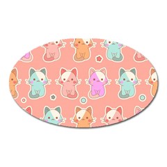 Cute Kawaii Kittens Seamless Pattern Oval Magnet by Vaneshart