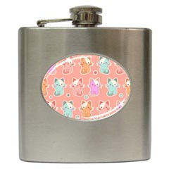 Cute Kawaii Kittens Seamless Pattern Hip Flask (6 Oz)