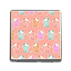 Cute Kawaii Kittens Seamless Pattern Memory Card Reader (square 5 Slot) by Vaneshart