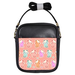 Cute Kawaii Kittens Seamless Pattern Girls Sling Bag by Vaneshart