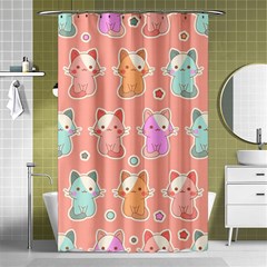 Cute Kawaii Kittens Seamless Pattern Shower Curtain 48  X 72  (small)  by Vaneshart