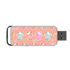 Cute Kawaii Kittens Seamless Pattern Portable Usb Flash (two Sides) by Vaneshart