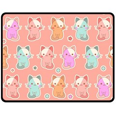 Cute Kawaii Kittens Seamless Pattern Double Sided Fleece Blanket (medium)  by Vaneshart