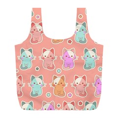 Cute Kawaii Kittens Seamless Pattern Full Print Recycle Bag (l) by Vaneshart