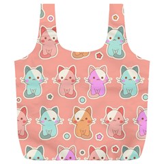 Cute Kawaii Kittens Seamless Pattern Full Print Recycle Bag (xl) by Vaneshart