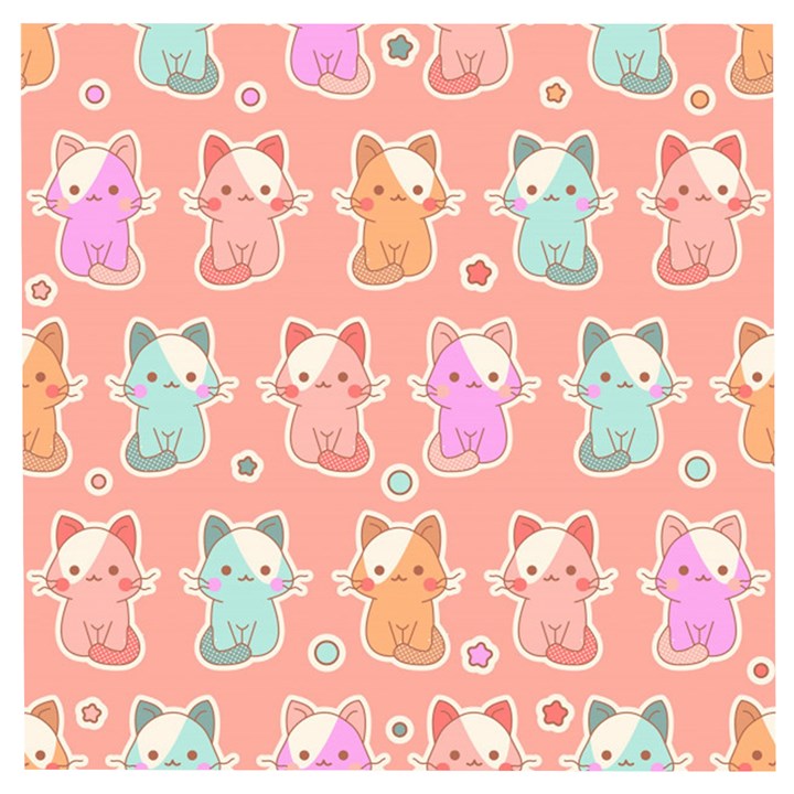 Cute Kawaii Kittens Seamless Pattern Wooden Puzzle Square