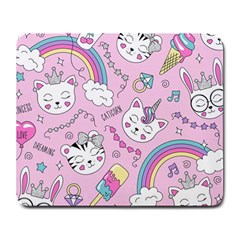 Beautiful Cute Animals Pattern Pink Large Mousepads