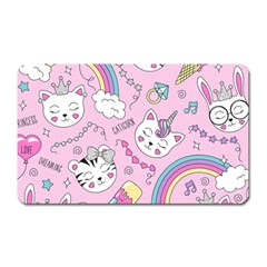 Beautiful Cute Animals Pattern Pink Magnet (rectangular) by Vaneshart