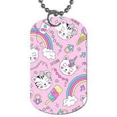 Beautiful Cute Animals Pattern Pink Dog Tag (one Side) by Vaneshart