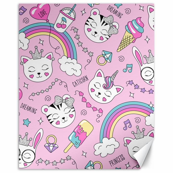 Beautiful Cute Animals Pattern Pink Canvas 16  x 20 