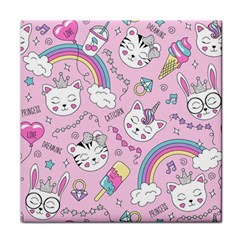 Beautiful Cute Animals Pattern Pink Face Towel