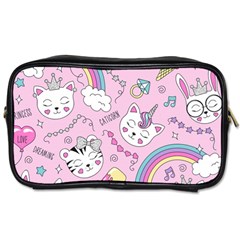 Beautiful Cute Animals Pattern Pink Toiletries Bag (two Sides) by Vaneshart