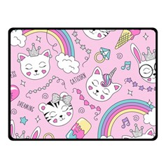 Beautiful Cute Animals Pattern Pink Fleece Blanket (small) by Vaneshart