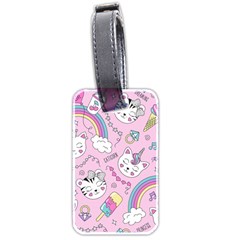 Beautiful Cute Animals Pattern Pink Luggage Tag (two Sides) by Vaneshart