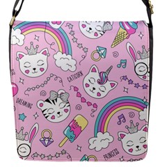 Beautiful Cute Animals Pattern Pink Flap Closure Messenger Bag (s) by Vaneshart