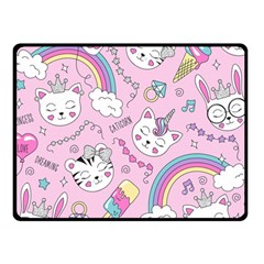 Beautiful Cute Animals Pattern Pink Double Sided Fleece Blanket (small)  by Vaneshart