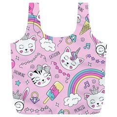 Beautiful Cute Animals Pattern Pink Full Print Recycle Bag (xl) by Vaneshart