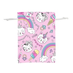 Beautiful Cute Animals Pattern Pink Lightweight Drawstring Pouch (s) by Vaneshart