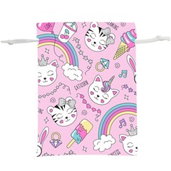 Beautiful Cute Animals Pattern Pink  Lightweight Drawstring Pouch (xl) by Vaneshart