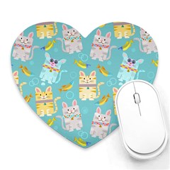 Vector Seamless Pattern With Colorful Cats Fish Heart Mousepads by Vaneshart