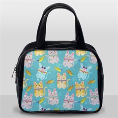 Vector Seamless Pattern With Colorful Cats Fish Classic Handbag (one Side) by Vaneshart