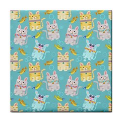 Vector Seamless Pattern With Colorful Cats Fish Face Towel