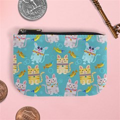 Vector Seamless Pattern With Colorful Cats Fish Mini Coin Purse by Vaneshart