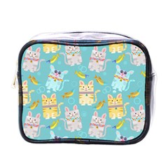 Vector Seamless Pattern With Colorful Cats Fish Mini Toiletries Bag (one Side) by Vaneshart