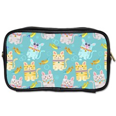 Vector Seamless Pattern With Colorful Cats Fish Toiletries Bag (two Sides) by Vaneshart