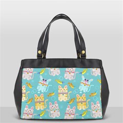 Vector Seamless Pattern With Colorful Cats Fish Oversize Office Handbag by Vaneshart