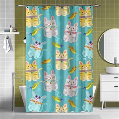 Vector Seamless Pattern With Colorful Cats Fish Shower Curtain 48  X 72  (small)  by Vaneshart