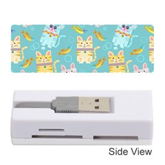 Vector Seamless Pattern With Colorful Cats Fish Memory Card Reader (stick) by Vaneshart