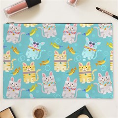 Vector Seamless Pattern With Colorful Cats Fish Cosmetic Bag (xxl) by Vaneshart