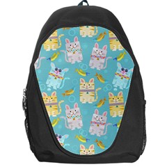 Vector Seamless Pattern With Colorful Cats Fish Backpack Bag by Vaneshart