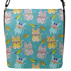 Vector Seamless Pattern With Colorful Cats Fish Flap Closure Messenger Bag (s) by Vaneshart