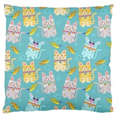 Vector Seamless Pattern With Colorful Cats Fish Large Flano Cushion Case (two Sides) by Vaneshart