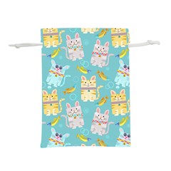 Vector Seamless Pattern With Colorful Cats Fish Lightweight Drawstring Pouch (s) by Vaneshart