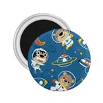 Seamless Pattern Funny Astronaut Outer Space Transportation 2.25  Magnets Front