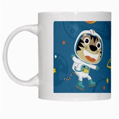 Seamless Pattern Funny Astronaut Outer Space Transportation White Mugs by Vaneshart