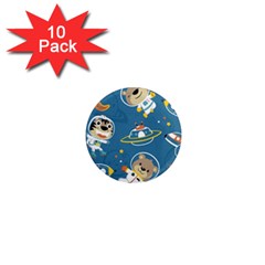 Seamless Pattern Funny Astronaut Outer Space Transportation 1  Mini Magnet (10 Pack)  by Vaneshart