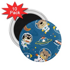 Seamless Pattern Funny Astronaut Outer Space Transportation 2 25  Magnets (10 Pack)  by Vaneshart