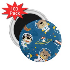 Seamless Pattern Funny Astronaut Outer Space Transportation 2 25  Magnets (100 Pack)  by Vaneshart