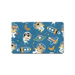 Seamless Pattern Funny Astronaut Outer Space Transportation Magnet (Name Card) Front