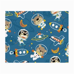 Seamless Pattern Funny Astronaut Outer Space Transportation Small Glasses Cloth by Vaneshart