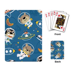 Seamless Pattern Funny Astronaut Outer Space Transportation Playing Cards Single Design (rectangle)