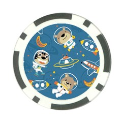 Seamless Pattern Funny Astronaut Outer Space Transportation Poker Chip Card Guard by Vaneshart