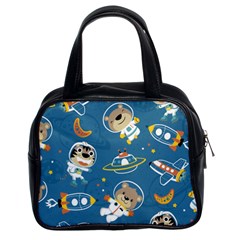 Seamless Pattern Funny Astronaut Outer Space Transportation Classic Handbag (two Sides) by Vaneshart